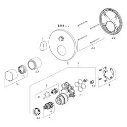 Hansa Living Fertigmontageset für Wanne/Brause 8114 Rosette rund mit Sicherungseinricht... HANSA-81143552 4015474279025 (Abb. 1)