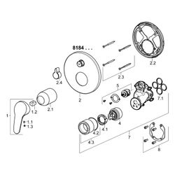 Hansa Mix Einhebelmischer Fertigmontageset für Wanne/Brause 8184 Rosette rund Chrom... HANSA-81849083 4015474279230 (Abb. 1)