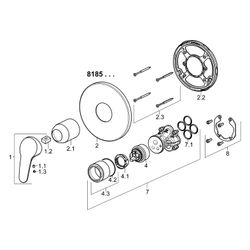 Hansa Mix Einhebelmischer Fertigmontageset für Brausebatterie 8185 Rosette rund Chrom... HANSA-81859083 4015474278899 (Abb. 1)