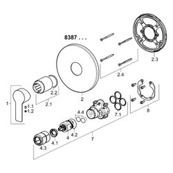 Hansa Ligna Einhebelmischer Fertigmontageset für Brausebatterie 8387 Rosette rund Chrom... HANSA-83879503 4015474278882 (Abb. 1)