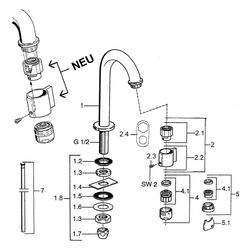 Hansa Nova Einhebel-Waschtischbatterie, Ausladung 127mm, DN 15, Chrom, 00918101... HANSA-00918101 4015474564763 (Abb. 1)