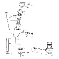 Hansa Mix Einhebel-Bidetbatterie, Zugstangen-Ablaufgarnitur Ausladung 113mm, DN 15, Chr... HANSA-01063283 4015474271302 (Abb. 1)