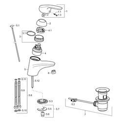 Hansa Mix Einhebel-Waschtischbatterie, Zugstangen-Ablaufgarnitur, Ausladung 141mm, DN 1... HANSA-01092283 4015474271128 (Abb. 1)