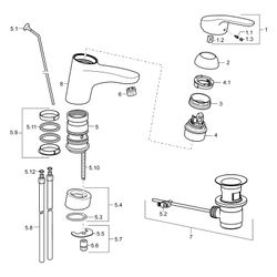Hansa Mix Einhebel-Waschtischbatterie, Kupferrohr, Zugstangen-Ablaufgarnitur, Ausladung... HANSA-01192183 4015474271210 (Abb. 1)