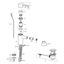 Hansa Ronda Einhebel-Bidetbatterie, Zugstangen-Ablaufgarnitur, Ausladung 103mm, DN 15, ... HANSA-03063273 4015474212640 (Abb. 1)