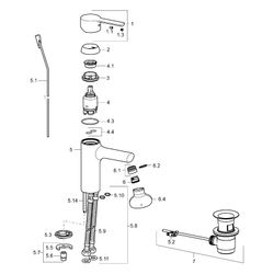 Hansa Ronda Einhebel-Waschtischbatterie, Ausladung 100mm, DN 15, Chrom, 03082273... HANSA-03082273 4015474212589 (Abb. 1)