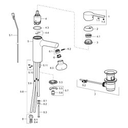 Hansa Ronda Einhebel-Waschtischbatterie, Niederdruck, Kupferrohr, Zugstangen-Ablaufgarn... HANSA-03131173 4015474212671 (Abb. 1)