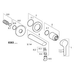 Hansa Ronda Einhebel-Fertigmontageset für Waschtischbatterie, Rosette rund, Ausladung 1... HANSA-03832273 4015474252301 (Abb. 1)