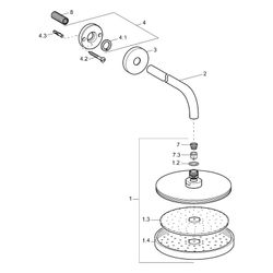 Hansa Jet Kopfbrause 0418 1-strahlig Durchmesser 220mm, G1/2 Ausladung 400mm DN15 Chrom... HANSA-04180100 4015474061521 (Abb. 1)