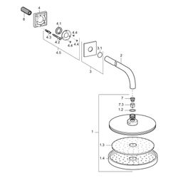 Hansa Rain Kopfbrause 0418 Rosette eckig 1-strahlig Durchmesser 220mm Ausladung 400mm D... HANSA-04180300 4015474190153 (Abb. 1)