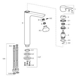Hansa Ligna Einhebelmischer Waschtischbatterie, Ausladung 150mm, DN 15, Chrom, 06032203... HANSA-06032203 4015474248588 (Abb. 1)
