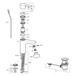 Hansa Ligna Einhebelmischer Waschtischbatterie, Zugstangen-Ablaufgarnitur, Ausladung 10... HANSA-06092203 4015474248069 (Abb. 1)