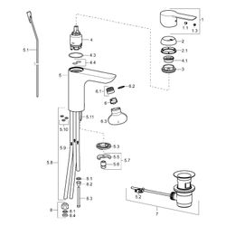 Hansa Ligna Einhebelmischer Waschtischbatterie 0613 Kupferrohr Zugstangenablaufgarnitur... HANSA-06131103 4015474248571 (Abb. 1)
