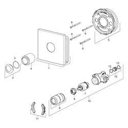 Hansa Varox Pro Fertigmontageset für Brausebatterie 4054 Rosette eckig Chrom... HANSA-40549173 4057304003691 (Abb. 1)