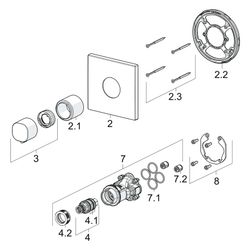 Hansa Living Fertigmontageset für Brausebatterie 8112 Rosette eckig Chrom... HANSA-81129573 4015474279193 (Abb. 1)