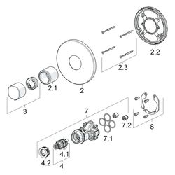 Hansa Living Fertigmontageset für Brausebatterie 8866 Rosette rund Chrom... HANSA-88669501 4015474287198 (Abb. 1)