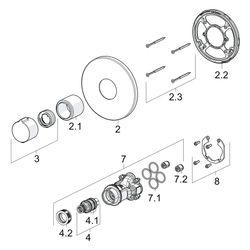 Hansa Home Fertigmontageset für Brausebatterie 8860 Rosette rund Chrom... HANSA-88609045 4015474279209 (Abb. 1)