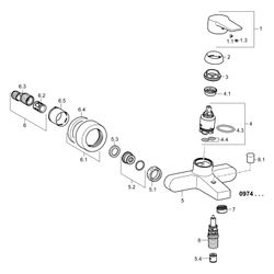Hansa Twist Einhebel-Wannenfüll- und Brausebatterie, Ausladung 162mm, DN 15, Chrom, 097... HANSA-09742183 4015474259850 (Abb. 1)