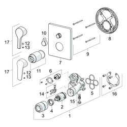 Hansa Polo Einhebelmischer Fertigmontageset für Wanne/Brause 8062 Rosette eckig mit Sic... HANSA-80623093 4057304003820 (Abb. 1)