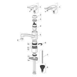 Hansa Care Einhebel-Waschtischbatterie Bedienhebel lang, Ausladung 133mm, DN 15, Chrom,... HANSA-46152206 4057304010781 (Abb. 1)
