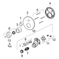 Hansa Clinica Fertigmontageset für Brausebatterie, Rosette rund, Chrom, 88619085... HANSA-88619085 4057304012532 (Abb. 1)