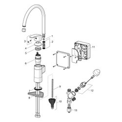 Hansa Pinto Einhebel-Küchenarmatur, Niederdruck, 230/5V, Ausladung 178mm, Chrom, 453022... HANSA-45302203 4057304014956 (Abb. 1)