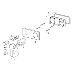 Hansa Ligna Einhebelmischer Fertigmontageset für Brausebatterie 4454 Rosette eckig 4.0 ... HANSA-44549583 4057304014864 (Abb. 1)