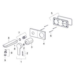 Hansa Ligna Einhebelmischer Fertigmontageset für Waschtischbatterie 4489 Rosette eckig ... HANSA-44892183 4057304014772 (Abb. 1)