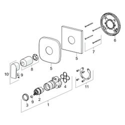 Hansa Stela Einhebelmischer Fertigset für Brause-Batterie 8785 Rosette eckig Chrom... HANSA-87859073 4057304015243 (Abb. 1)