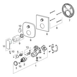 Hansa Stela Einhebelmischer Fertigmontageset für Wanne/Brause 8784 Rosette eckig mit Si... HANSA-87843073 4057304015410 (Abb. 1)