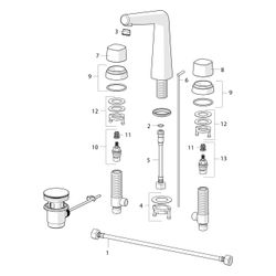 Hansa Designo Waschtischbatterie Style 5105 Zugstangenablaufgarnitur Ausladung 141mm DN... HANSA-51052183 4057304006708 (Abb. 1)
