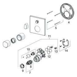 Hansa Living Fertigset für Brause-Batterie 8113 Rosette eckig Matt-Schwarz... HANSA-8113956233 4057304015830 (Abb. 1)