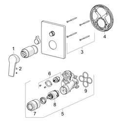 Hansa Twist Einhebelmischer Fertigmontageset für Wanne/Brause 8984 Rosette eckig Matt... HANSA-8984908333 4057304015816 (Abb. 1)