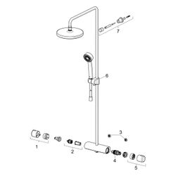 Hansa Micra Regenbrause-Duscharmatur, 3-strahlig, Ausladung 445-470mm, DN 15, Matt-Sc... HANSA-4435013033 4057304015861 (Abb. 1)