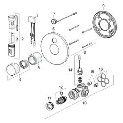Hansa Electra Fertigset für Brause-Batterie, Rosette rund, 3V, Bluetooth, Chrom, 819190... HANSA-81919009 4057304016943 (Abb. 1)