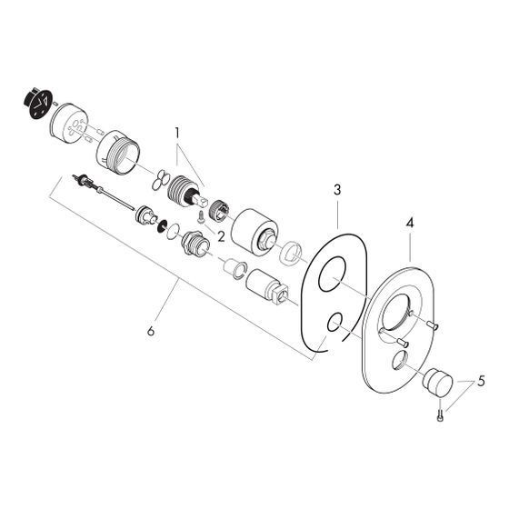 hansgrohe Umrüstset von Kugelkartusche auf M3 Kartusche Chrom für Wannenmischer Unterputz mit Rohrunterbrecher 80mm