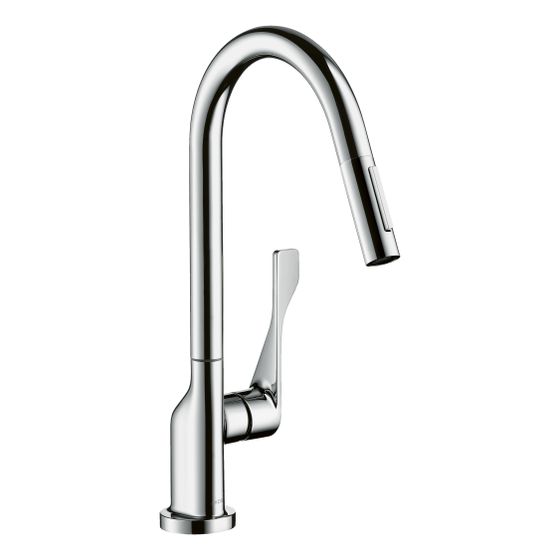 Hansgrohe AXOR Citterio Einhebel-Küchenmischer 250mm, 9.2l/min, Ausziehbrause, Polished Black Chrome