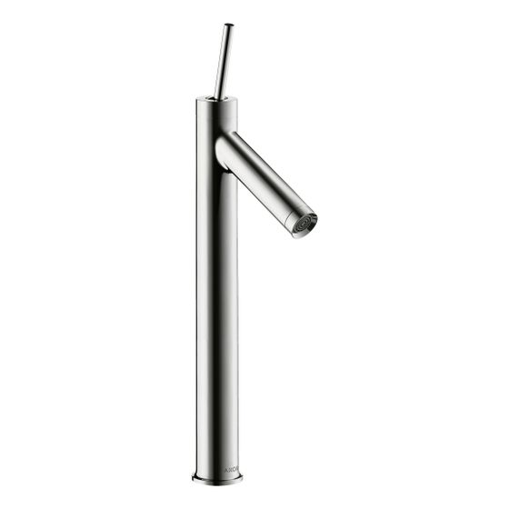 Hansgrohe AXOR Starck Einhebel-Waschtischmischer 250mm, 5l/min, Pin-Griff für Aufsatzwaschtische, Ablaufgarnitur, Chrom