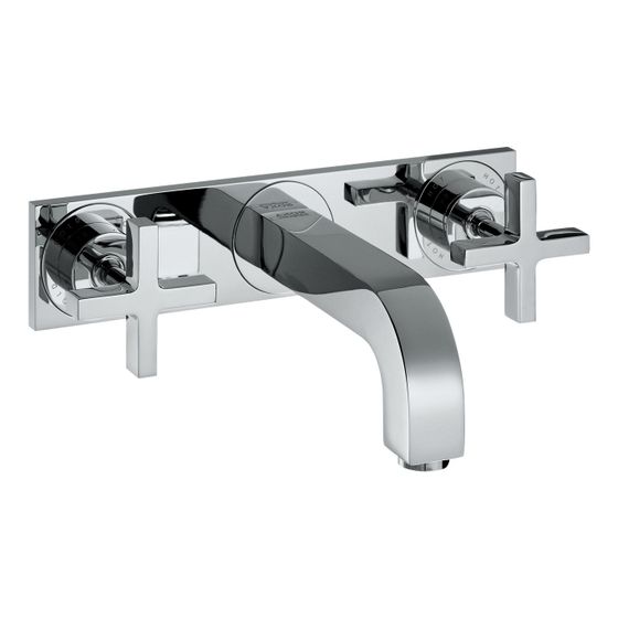 Hansgrohe AXOR Citterio 3-Loch Waschtischarmatur UP für Wandm, Auslauf 226mm, Kreuzgriffen, Platte, Chrom
