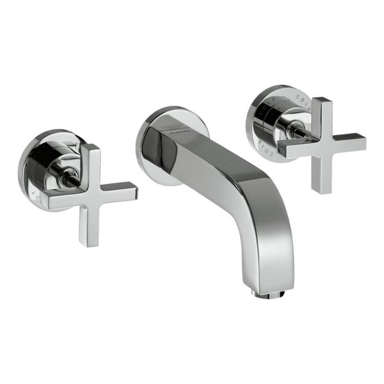 Hansgrohe AXOR Citterio 3-Loch Waschtischarmatur UP für Wandm, Auslauf 222mm, Kreuzgriffen, Rosetten, Chrom