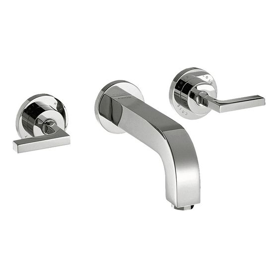 Hansgrohe AXOR Citterio 3-Loch Waschtischarmatur UP für Wandm, Auslauf 222mm, Hebelgriff, Rosetten, Chrom