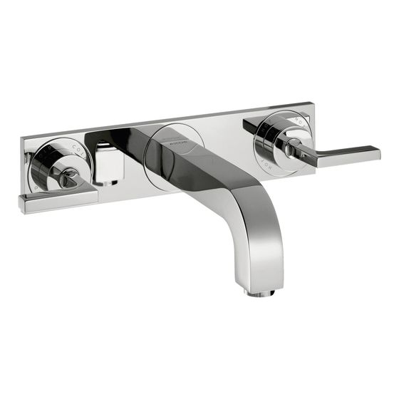 Hansgrohe AXOR Citterio 3-Loch Waschtischarmatur UP für Wandm, Auslauf 226mm, Hebelgriff, Platte, Chrom