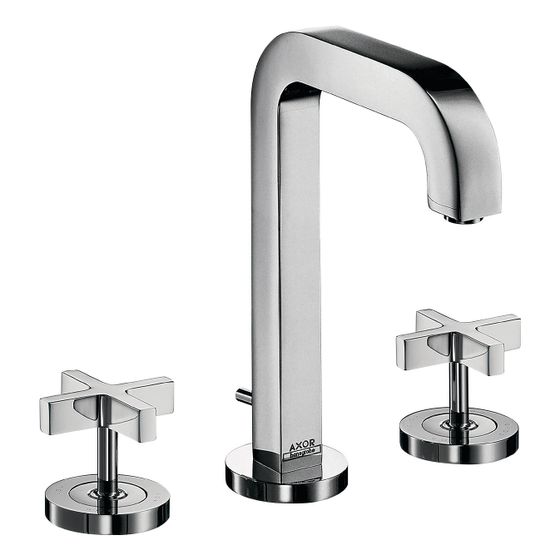 Hansgrohe AXOR Citterio 3-Loch Waschtischarmatur 170, Auslauf 140mm, Kreuzgriffen, Rosetten, Zug. Ablaufg, Chrom
