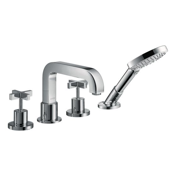 Hansgrohe AXOR Citterio 4-Loch Wannenarmatur, Wannenrandarmatur, Kreuzgriffen, Rosetten, Chrom