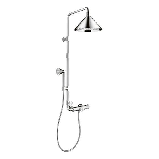 Hansgrohe AXOR Showers/Front Showerpipe, Thermostat, Kopfbrause 240mm, 21l/min, 2jet, DN 15, Chrom