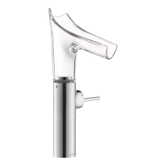 Hansgrohe AXOR Starck V Einhebel-Waschtischmischer 220mm, 4l/min, Glasauslauf für Aufsatzwaschtische, Ablaufgarnitur, Chrom