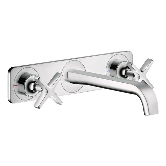 Hansgrohe AXOR Citterio E 3-Loch Waschtischarmatur Unterputz für Wandmontage, Auslauf 220mm, Platte, Chrom