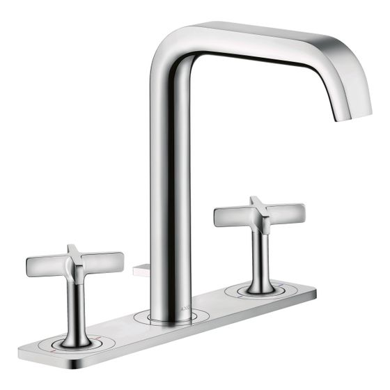Hansgrohe AXOR Citterio E 3-Loch Waschtischarmatur ComfortZone 170, Platte, Zugstangen-Ablaufgarnitur, Chrom