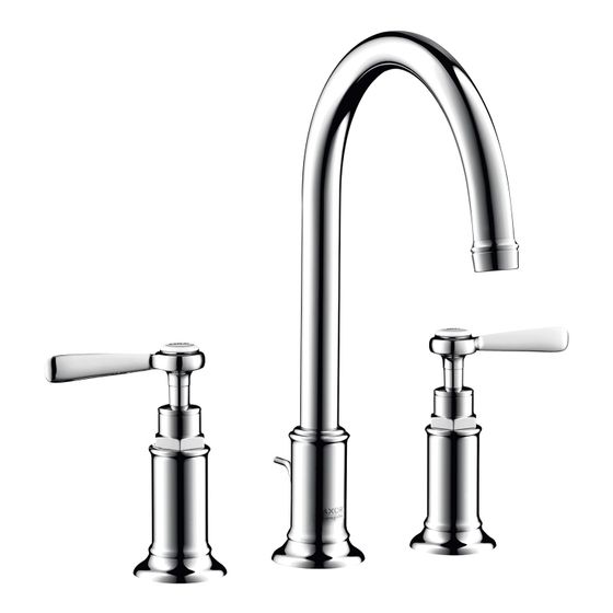 Hansgrohe AXOR Montreux 3-Loch Waschtischarmatur 180mm, 5l/min, Hebelgriff, Zugstangen-Ablaufgarnitur, Chrom