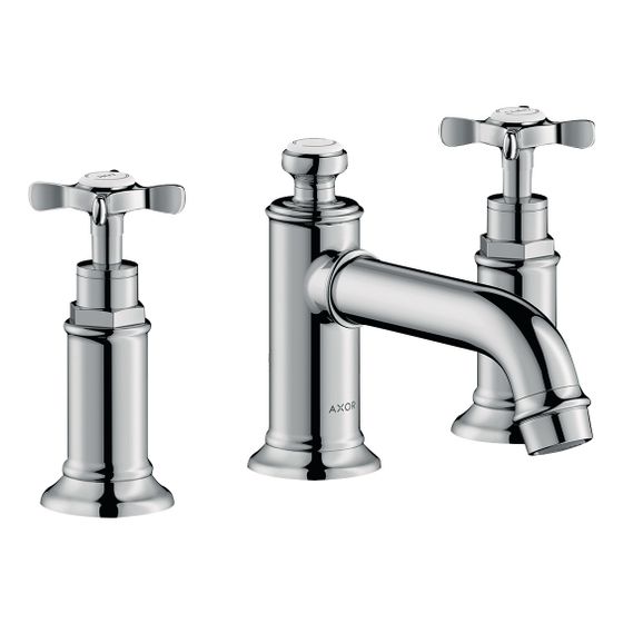 Hansgrohe AXOR Montreux 3-Loch Waschtischarmatur 30mm, 5l/min, Kreuzgriffen, Zugstangen-Ablaufgarnitur, Chrom